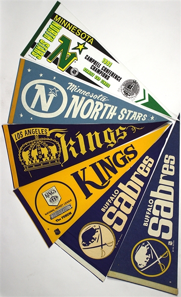 1970s-80s Hockey Full Size Pennant Collection - Lot of 16 w/ Kansas City Scouts, California Golden Seals & More