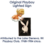1968-1984 circa Original Playboy Club & Resort 48"x72"x12" Sign Attributed To Lake Geneva, WI