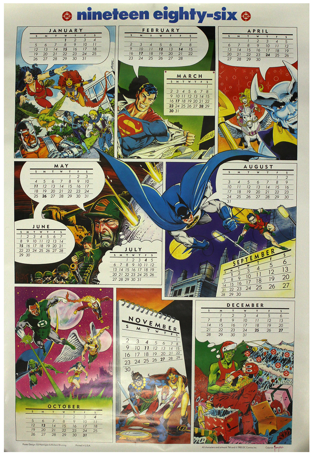 Lot Detail 1986 DC Comics 27 quot x 40 quot Calendar Poster