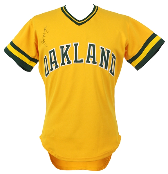 1984 Joe Morgan Oakland Athletics Game Worn Autographed Gold Alternate Jersey (MEARS LOA, JSA)