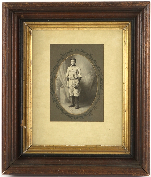 1900 circa De La Salle Baseball Player 12" x 14" Framed Studio Photo