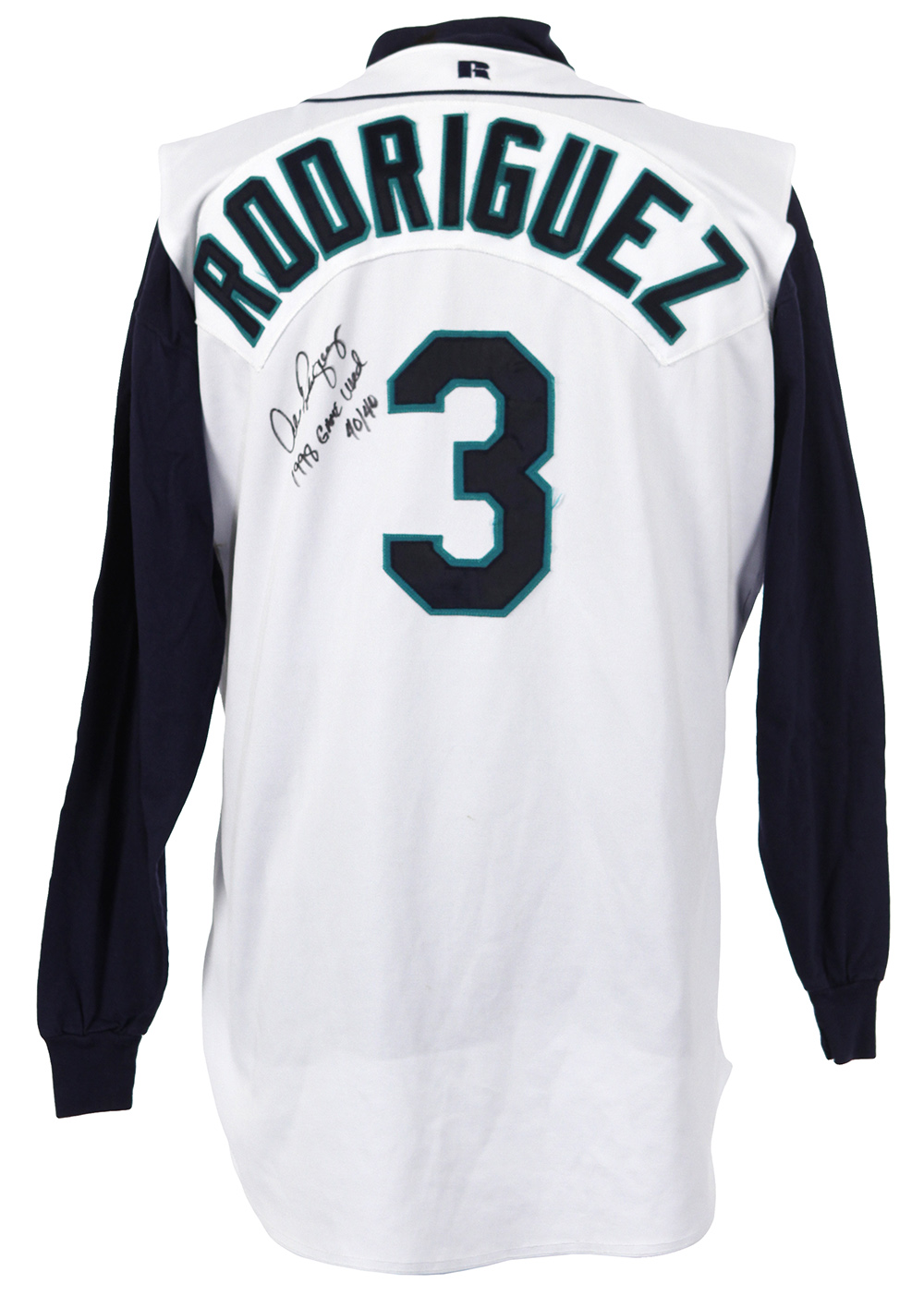 ALEX RODRIGUEZ A-ROD SEATTLE MARINERS JERSEY RUSSELL AUTHENTIC SEWN Size 40  Vtg