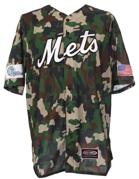 2010 St. Lucie Mets Signed Camouflage Jersey (MEARS LOA)