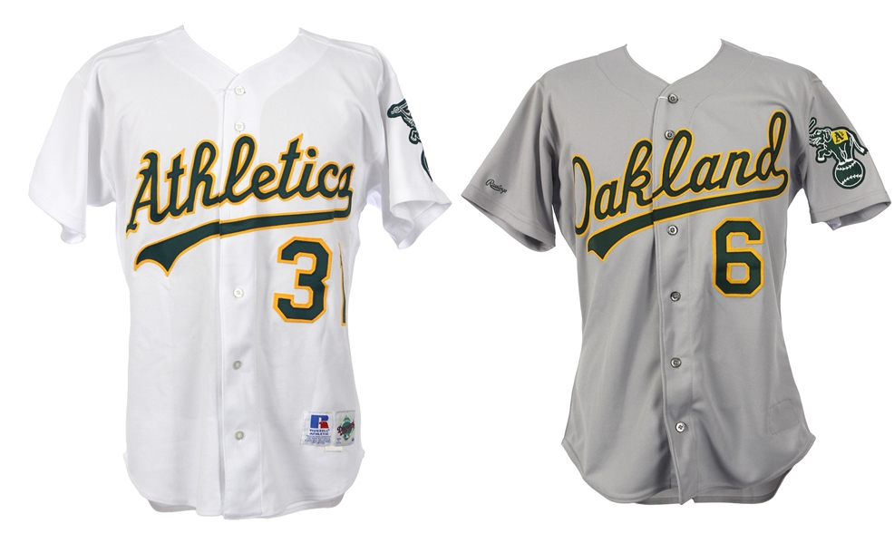 1989-98 Felix Jose Kevin Mitchell Oakland Athletics Game Worn Jersey Collection - Lot of 2 (MEARS LOA)