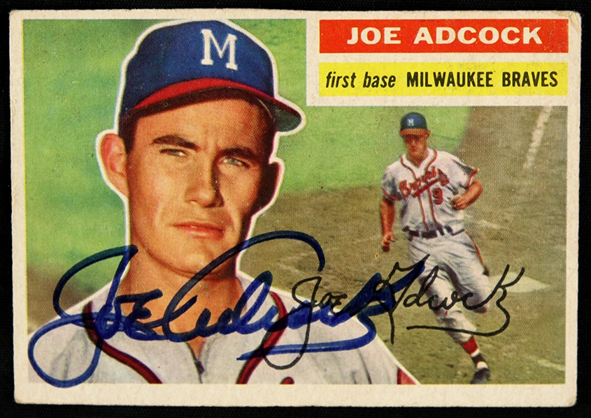 1956 Joe Adcock Milwaukee Braves Signed Topps Trading Card (JSA)