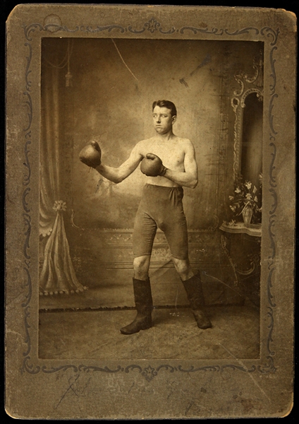 1900s Turn of the Century Boxer 5" x 7" Mounted Studio Photo