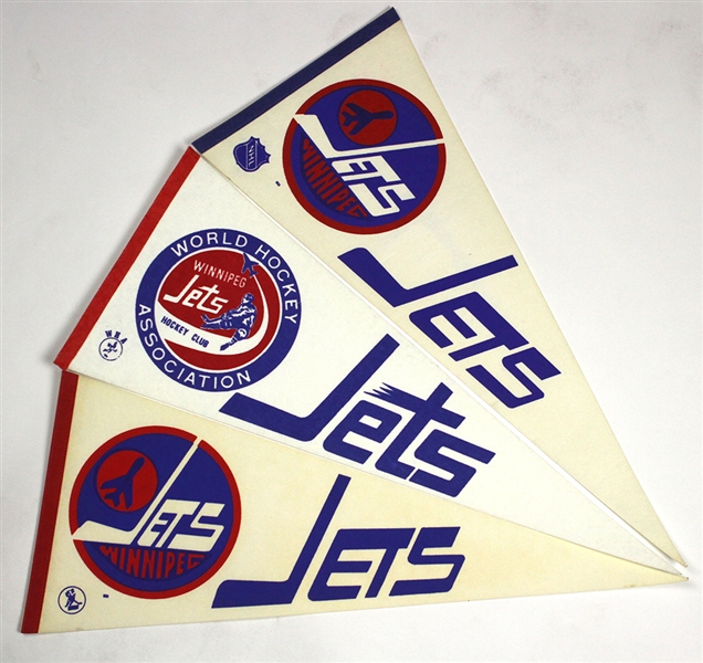 1972-1978 Winnipeg Jets WHA NHL 29” Hockey Pennant Collection (3)