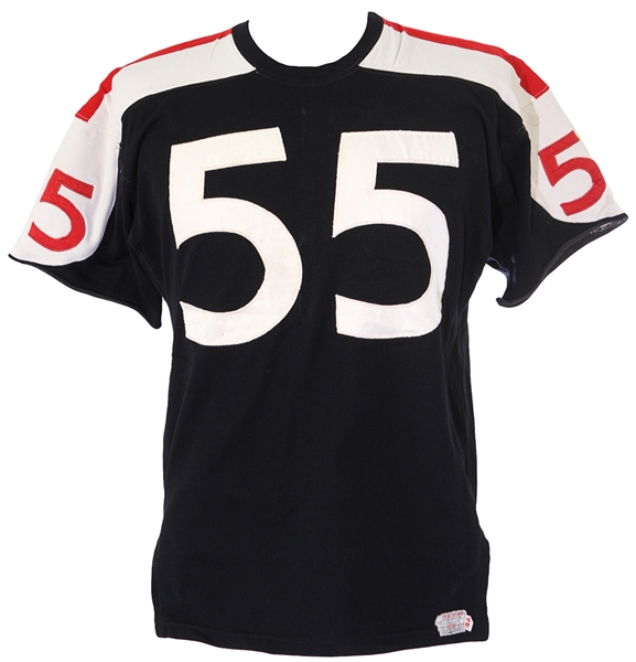 1960s Black #55 Game Worn Sand Knit Durene Football Jersey (MEARS LOA)