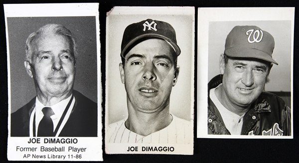 1951-86 Joe DiMaggio Ted Williams Headshot Photos - Lot of 3