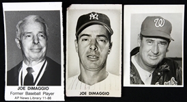 1951-86 Joe DiMaggio Ted Williams Headshot Photos - Lot of 3