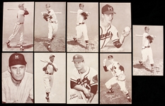 1953-65 Milwaukee Braves Exhibit Card Collection - Lot of 9 w/ Hank Aaron, Eddie Mathews, Warren Spahn & More 
