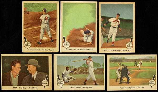 1959 Ted Williams Boston Red Sox Fleer Trading Cards - Lot of 6
