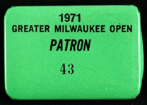 1971 Greater Milwaukee Open Patron 1.75" x 2.25" Pinback Button