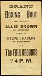 1897-98 Allie Brown Steve Travers 4.5" x 8" Boxing Handbill 