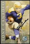1998 Tony Canadeo Green Bay Packers Signed 4" x 6" HOF Illustration Card (JSA) 2121/2500