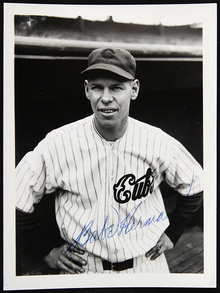 1933 Babe Herman Chicago Cubs Signed 3.75" x 4.75" Photo (JSA)