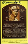 1980s Warren Spahn Milwaukee Braves Signed 3.5" x 5.5" Postcard (JSA)