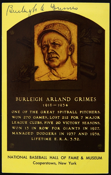 1980s Burleigh Grimes Brooklyn Robins Signed 3.5" x 5.5" Postcard (JSA)