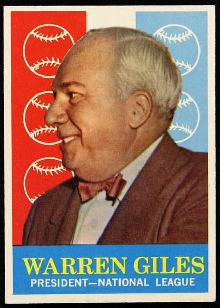 1959 Warren Giles National League President Topps Trading Card