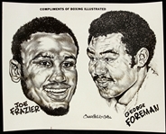 1973-76 Joe Frazier George Foreman World Heavyweight Champions 8" x 10" Boxing Illustrated Illustration