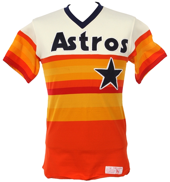 1984-85 Dickie Thon Houston Astros Game Worn “Rainbow” Home Jersey (MEARS LOA)