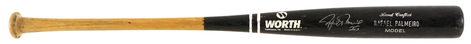1992-95 Rafael Palmeiro Rangers/Orioles Signed Worth Professional Model Game Used Bat (MEARS LOA/JSA)