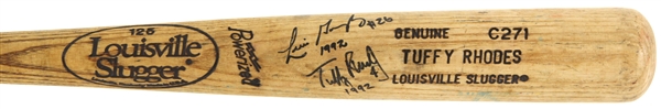 1992 Tuffy Rhodes Luis Gonzalez Houston Astros Signed Louisville Slugger Professional Model Game Used Bat (MEARS LOA/JSA)