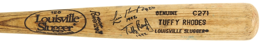 1992 Tuffy Rhodes Luis Gonzalez Houston Astros Signed Louisville Slugger Professional Model Game Used Bat (MEARS LOA/JSA)