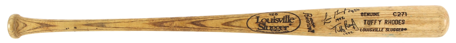 1992 Tuffy Rhodes Luis Gonzalez Houston Astros Signed Louisville Slugger Professional Model Game Used Bat (MEARS LOA/JSA)