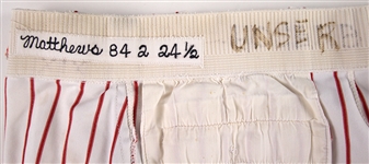 1984 Gary Matthews Philadelphia Phillies Spring Training Home Uniform Pants (MEARS LOA)