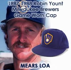1987-88 Robin Yount Milwaukee Brewers Signed Game Worn Cap (MEARS LOA/JSA)