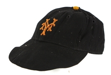 1952-54 New York Giants Game Worn Cap Signed by Willie Mays (MEARS LOA)