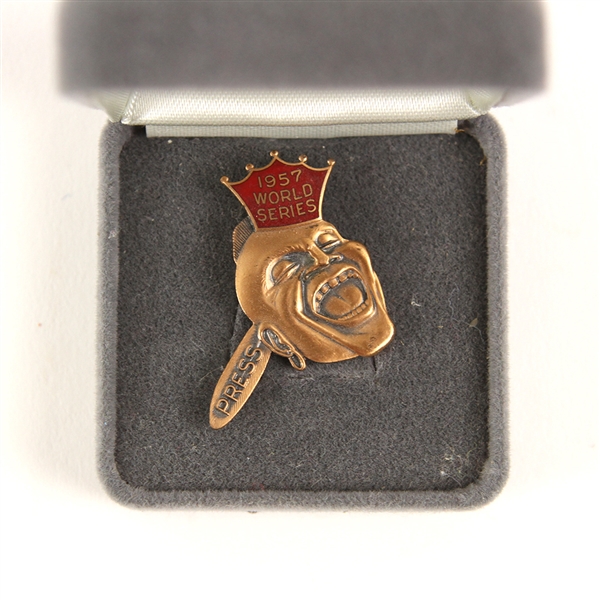 1957 Milwaukee Braves World Series Press Pin