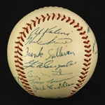 1956 American League All Stars Multi Signed OAL Harridge Baseball w/ 15 Signatures Including Yogi Berra, Al Kaline & More (JSA) Warren Spahn Estate