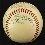 1956 American League All Stars Multi Signed OAL Harridge Baseball w/ 15 Signatures Including Yogi Berra, Al Kaline & More (JSA) Warren Spahn Estate