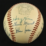 1956 American League All Stars Multi Signed OAL Harridge Baseball w/ 15 Signatures Including Yogi Berra, Al Kaline & More (JSA) Warren Spahn Estate