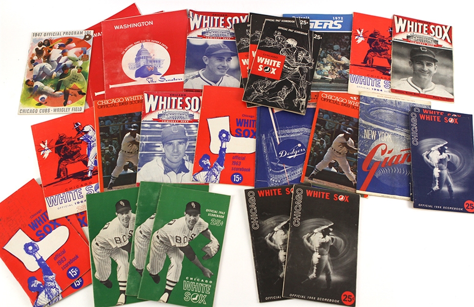 1947-72 MLB Program & Scorebook Collection - Lot of 30 w/ Chicago White Sox, Brooklyn Dodgers, New York Giants, Chicago Cubs, Washington Senators & Detroit Tigers