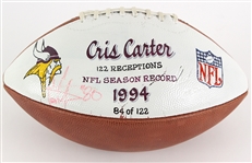 1994 Cris Carter Minnesota Vikings Signed NFL Single Season Reception Record Commemorative Football (JSA) 84/122