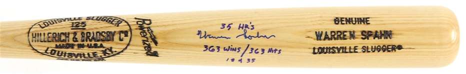 1990s Warren Spahn Milwaukee Braves Signed & Inscribed H&B Louisville Slugger Bat (JSA) Warren Spahn Estate 18/35