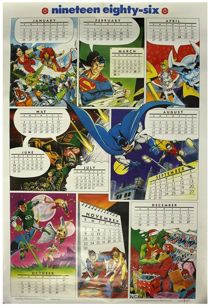 1986 DC Comics 27" x 40" Calendar Poster