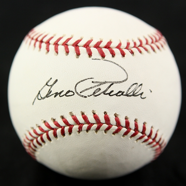 2000s Geno Petralli Texas Rangers Signed OML Selig Baseball (JSA)