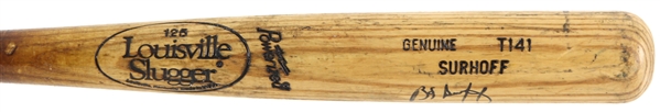 1990 BJ Surhoff Milwaukee Brewers Signed Louisville Slugger Professional Model Game Used Bat (MEARS LOA/JSA)