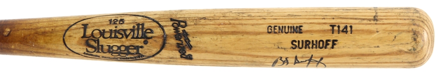 1990 BJ Surhoff Milwaukee Brewers Signed Louisville Slugger Professional Model Game Used Bat (MEARS LOA/JSA)