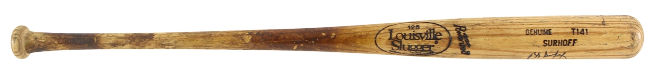 1990 BJ Surhoff Milwaukee Brewers Signed Louisville Slugger Professional Model Game Used Bat (MEARS LOA/JSA)