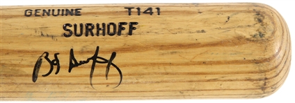 1990 BJ Surhoff Milwaukee Brewers Signed Louisville Slugger Professional Model Game Used Bat (MEARS LOA/JSA)