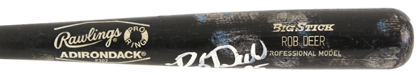 1986 Rob Deer Milwaukee Brewers Signed Rawlings Adirondack Professional Model Game Used Bat (MEARS LOA/JSA)