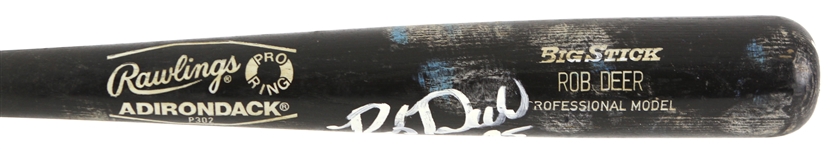 1986 Rob Deer Milwaukee Brewers Signed Rawlings Adirondack Professional Model Game Used Bat (MEARS LOA/JSA)