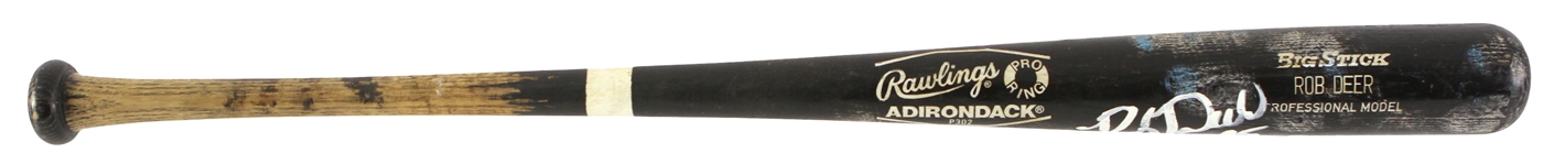 1986 Rob Deer Milwaukee Brewers Signed Rawlings Adirondack Professional Model Game Used Bat (MEARS LOA/JSA)
