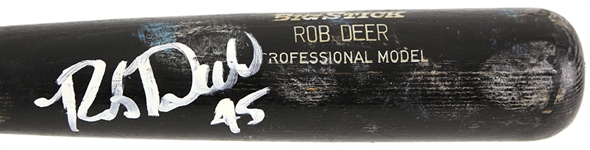 1986 Rob Deer Milwaukee Brewers Signed Rawlings Adirondack Professional Model Game Used Bat (MEARS LOA/JSA)