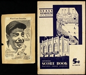1933 Joe DiMaggio San Francisco Seals PCL Memorabilia Collection - Lot of 2 w/ Scored Seals Stadium Scorebook & Newspaper Depiction